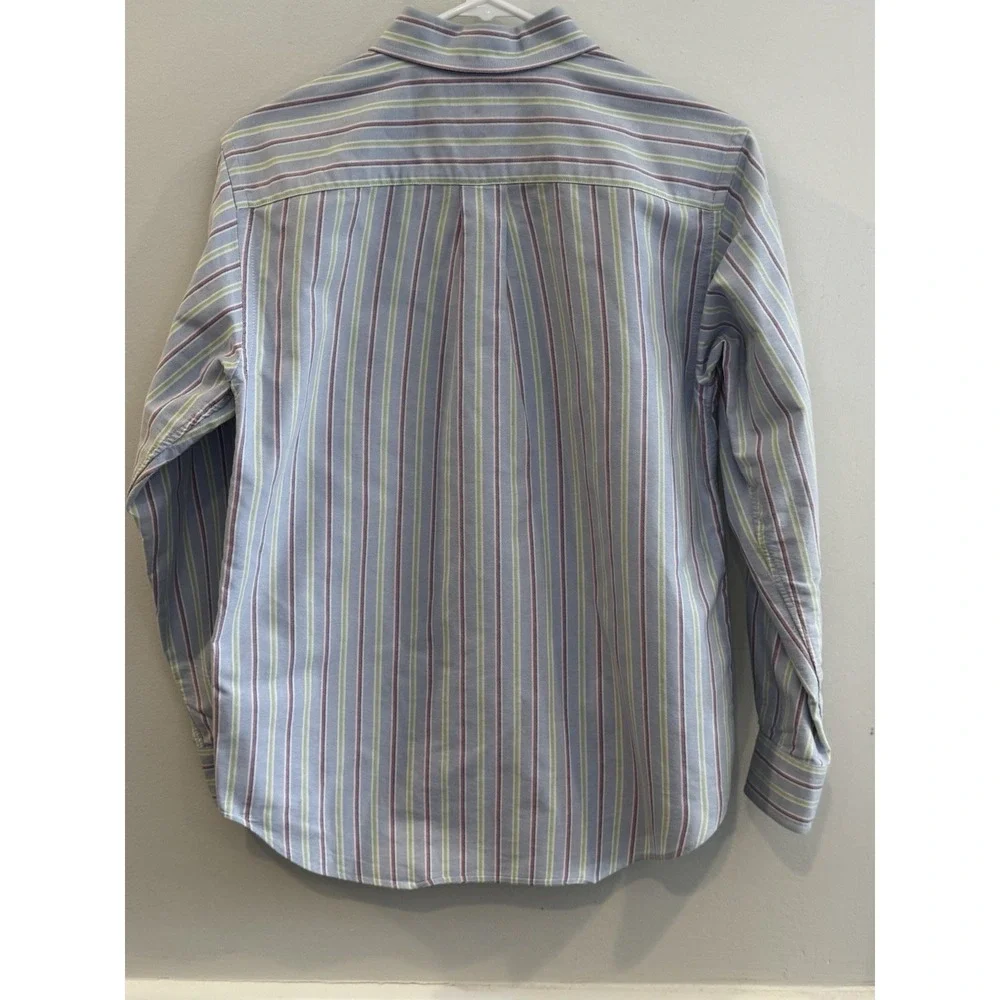 Ralph Lauren Boys Button Down L 14-16 Blue Stripe Oxford Preppy School Shirt